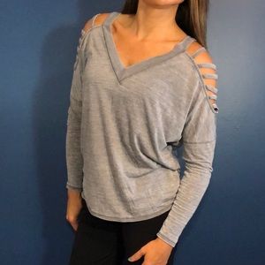 Grey Express open shoulder shirt